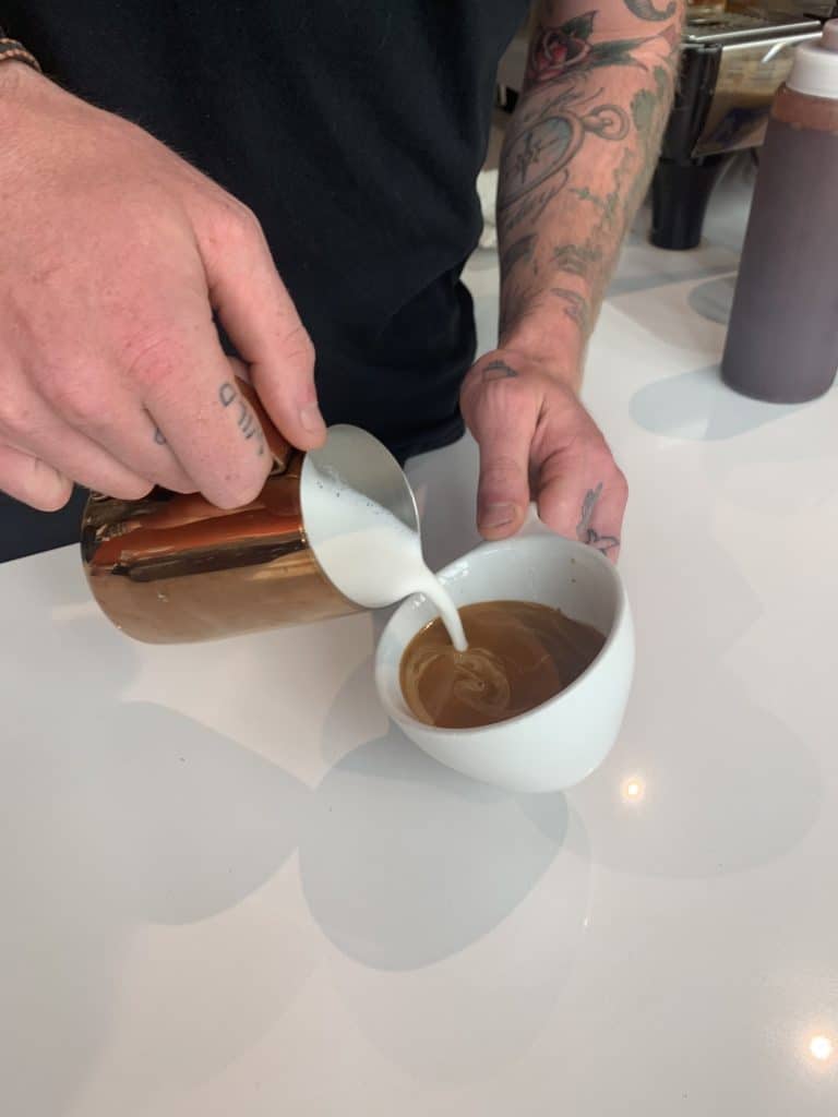 Making a latte in Hood River, OR.