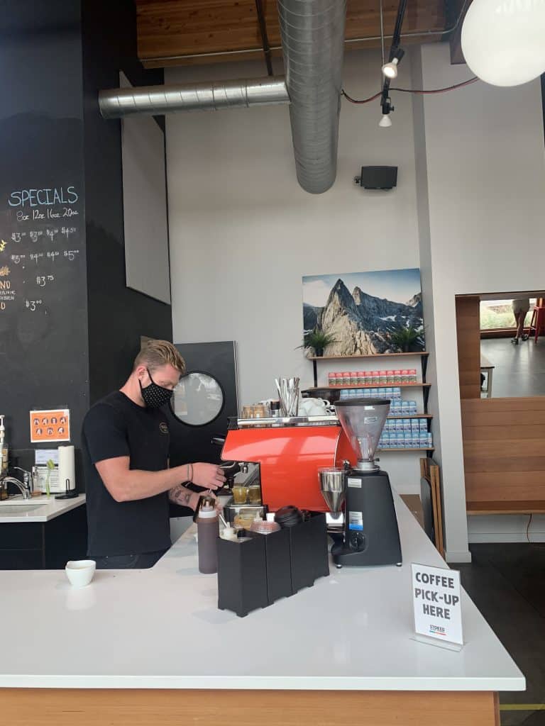 Barista at Stoked Coffee Sept 15, 2020