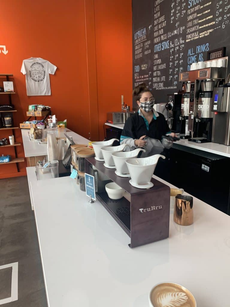Marcy at Stoked Coffee in Hood River, OR.