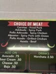 Meat available at El Rincon Hood River