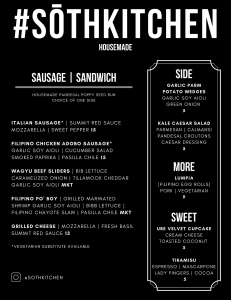 Soth Kitchen Menu