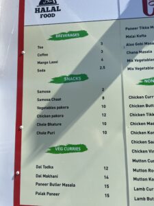 Menu items beverages available in The Dalles