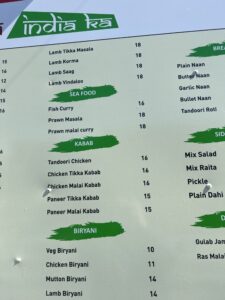 Menu items Seafood and Kabab available in The Dalles