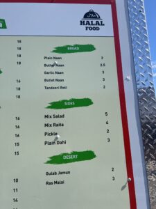 Menu Bread Sides and Desert at Indian Food Truck in The Dalles