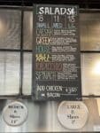 Salad menu at Pelinti Pizza in Hood River