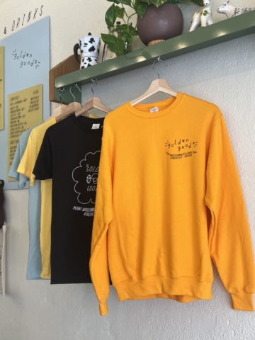 Tshirts available at Golden Goods Bake Shop