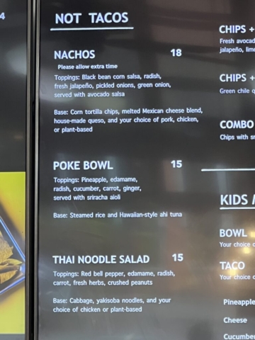 Not Tacos Menu at Love and Hominy In Hood River