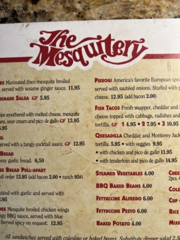 Starter Items on Menu at The Mesquitery in Hood River